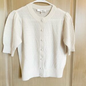 Frame Denim Cashmere Cream Button-Up Cardigan